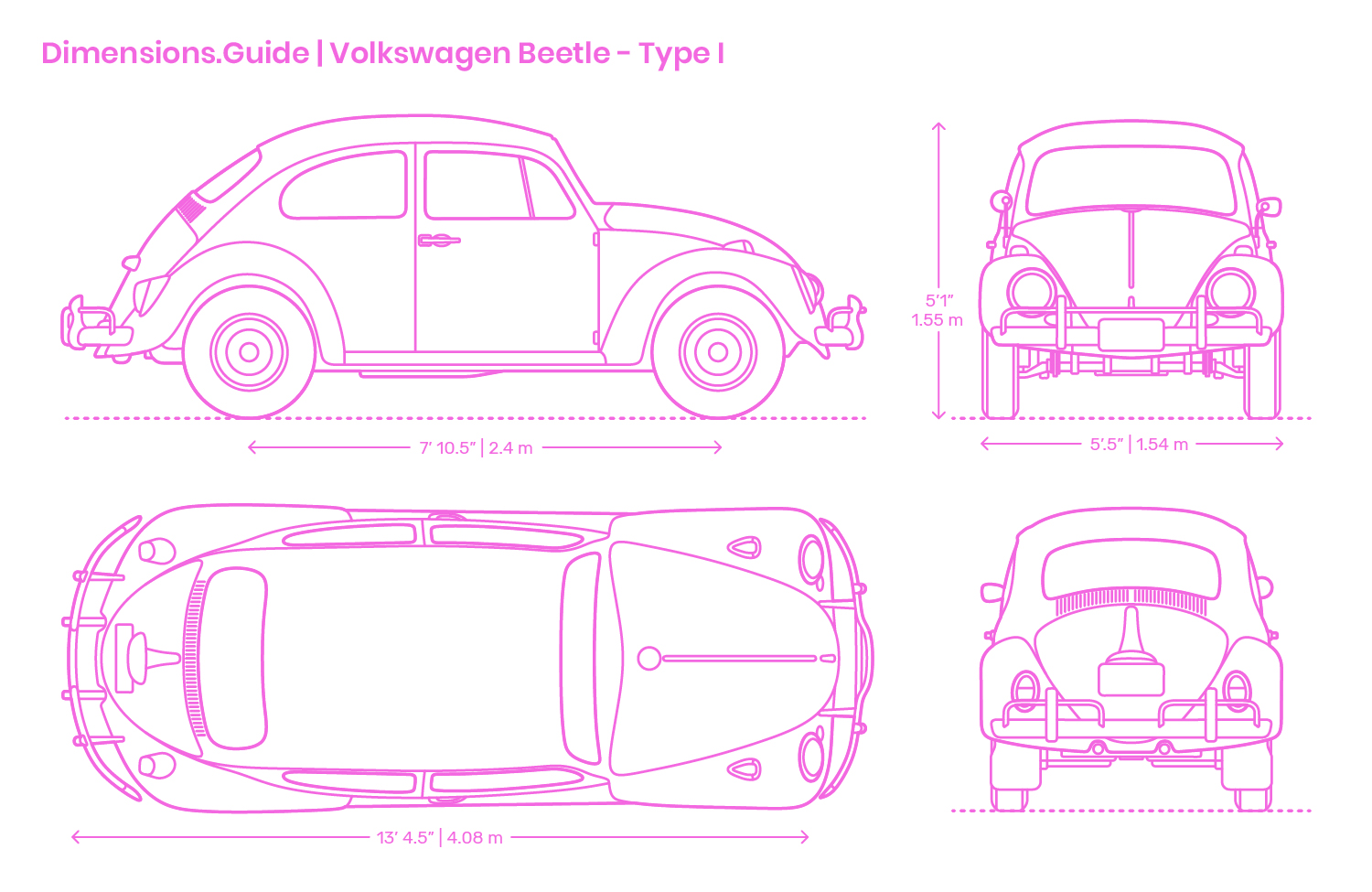 Blueprint vw beetle dimensions